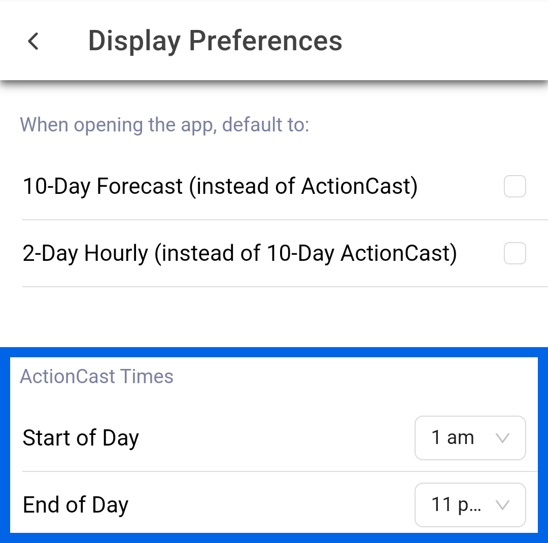 Display Settings Times